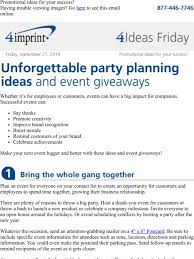 4imprint Inc 4 Ideas Friday Unforgettable Party Planning