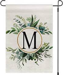garden flag monogram letter m family