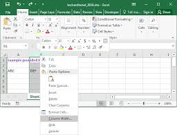 Ms Excel 2016 Change The Width Of A Column