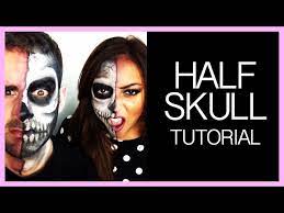 half skull halloween make up tutorial