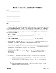 investment letter of intent template