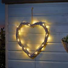 Wreath Solar In Lit Firefly Heart 40cm