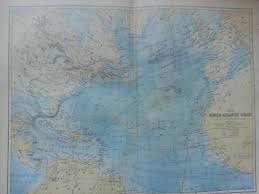 Antique Print Dated 1880 Map Of The North Atlantic Ocean The Gnomonic Projection