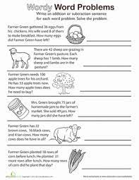 Grade 1 math word problem worksheets on writing fractions to represent part of a whole or part of a group. Wordy Word Problems Add Or Subtract Worksheet Education Com