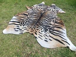 tiger bengal print printed cowhide rug