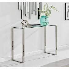 Modern Glass Chrome Console Table