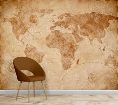 vine style brown world map wallpaper