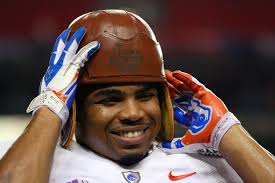 Doug Martin #22 of the Boise State Broncos wears the Chick-fil-A Kickoff Game leather helmet after their 35-21 win over the Georgia ... - Doug%2BMartin%2BBoise%2BState%2Bv%2BGeorgia%2BcHcFPLqpjyAl