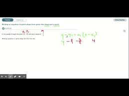 Writing An Equation In Point Slope Form