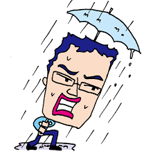 無料イラスト素材】大雨の中でも傘をさして進むおじさん【台風にも負けない営業のサラリーマン】 | 「Free! Illustlation  &くりえいてぃぶ」
