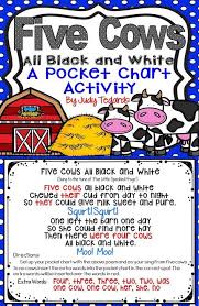 Five Cows All Black And White Pocket Chart Activity Tpt