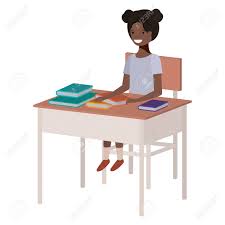 See more ideas about student desks, desk, furniture. Young Student Black Girl Sitting In School Desk Vector Illustration Royalty Free Cliparts Vectors And Stock Illustration Image 109102042