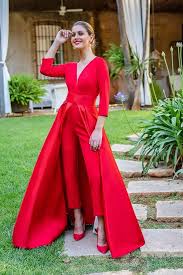 elegant new red jumpsuits prom dresses