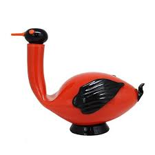 Czechoslovakian Red Art Glass Duck