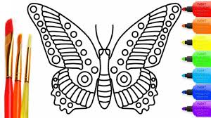 Butterfly and other garden critters coloring pages is a hybrid image of multiple insects. How To Draw Cute Butterfly Coloring Page For Kids I Learn Coloring Book With Cute Butterfly Youtube