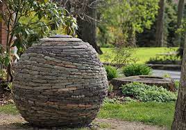 stacked stone garden spheres by devin