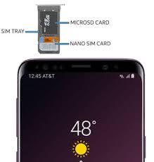 Then insert the tray into the device completely and in the same orientation that you removed it. Samsung Galaxy S9 S9 G960u G965u Insert Sim Memory Card At T