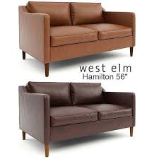 west elm hamilton leather sofa 56 3d