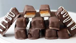 homemade twix bars in the kitchen