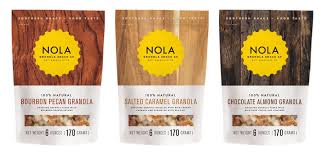 Nuts for snack — packaging design for these 4 products based on the identity that already existed with a big range of products. Nola Granola Rebrand Packaging Design