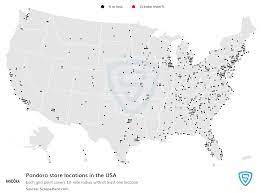 number of pandora locations in the usa