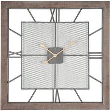 Natural Wood Metal Square Wall Clock
