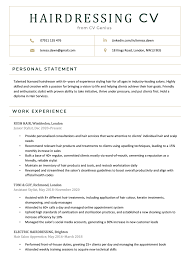 hairdressing cv exle and free