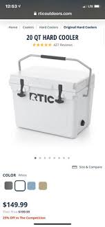 new rtic 20 quart cooler in