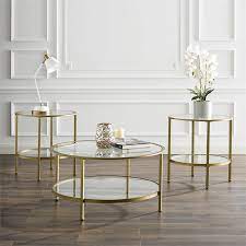 Round Glass Top Accent Coffee Table Set