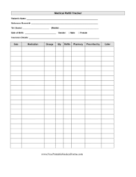Medical Refill Tracker Printable Medical Form Free To Download And