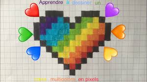 dessiner un cœur multicolore en pixels