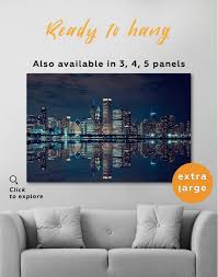 Chicago Skyline At Night Canvas Wall