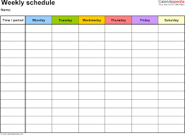 Weekly Schedule Template For Word Version 7 Landscape 1