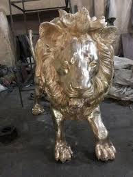 Golden Brass Lion Statue For