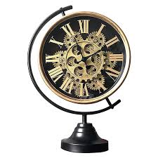 Golden Color World Map Floor Clock With