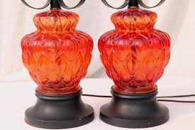 60s Vintage Retro Flame Red Glass Lamps