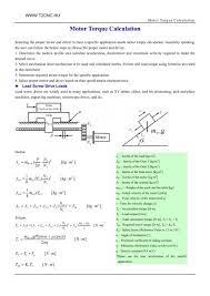 motor torque calculation t2 cnc