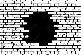 Broken Realistic Old White Brick Wall