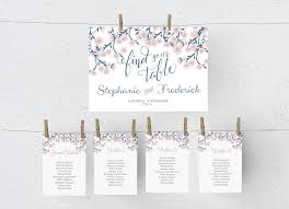 Wedding Seating Chart Diy Editable Ms Word Template Cherry Blossom Navy Blue And Pink Peg Style