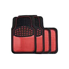 red insert rubber car mats set to fit