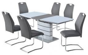 elena grey extending dining set 6 chairs