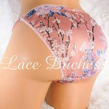 SUPER SOFT Pink Satin Sissy DUCHESS CUT Asian Floral SOFT string bikini  panties | eBay