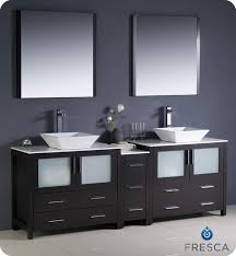 Pair this vessel bathroom faucet with other pieces in the modern collection for a complete and polished look. 84 Modern Double Sink Bathroom Vanity Vessel Sinks With Color Faucet And Linen Side Cabinet Options