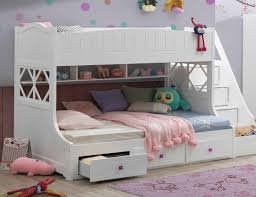 Hazzard twin over full bunk bed with trundle and shelves. Juno White Twin Full Bunk Bed With Steps Storage