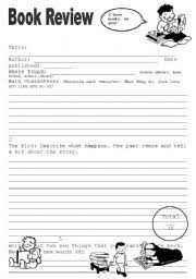 ESL kids worksheets  Book Review Template We re planning on sending review copies of our other books to Dorie and  hopefully she will continue to both enjoy our books and write reviews 