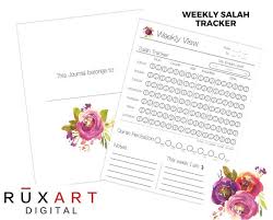 Weekly Salah Tracker Floral Design Islamic Printable Salah Chart Digital Download Only