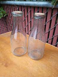 Vintage One Quart Milk Bottles With