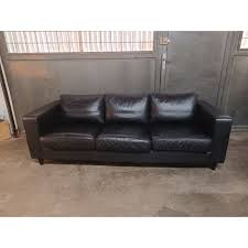 Vintage 3 Seater Sofa In Black Leather