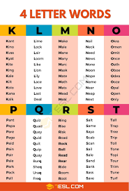 2200 cool 4 letter words list words
