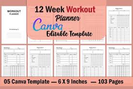 12 week workout planner canva graphic
